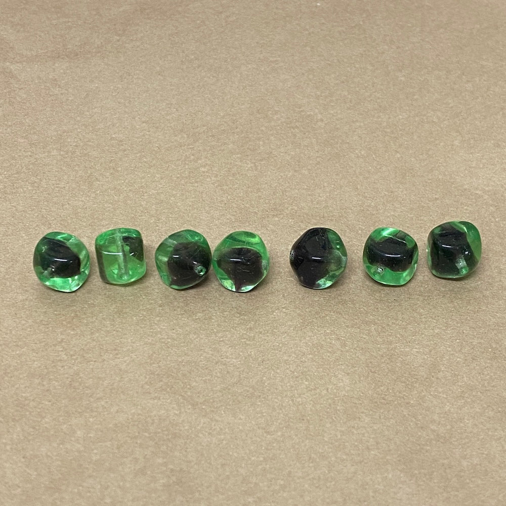 10mm Nugget (10) - Black/Green Givre - Vintage Czech Vaseline Glass Beads - Bead Shack