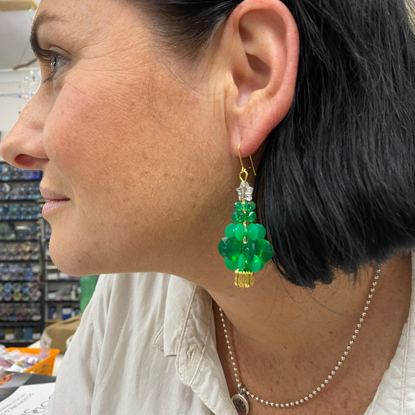 Christmas Tree Kit - Gold - makes 6 Decorations or 3 pairs Earrings