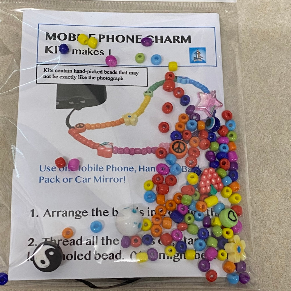 a close up example of a rainbow kit for making a phone lanyard