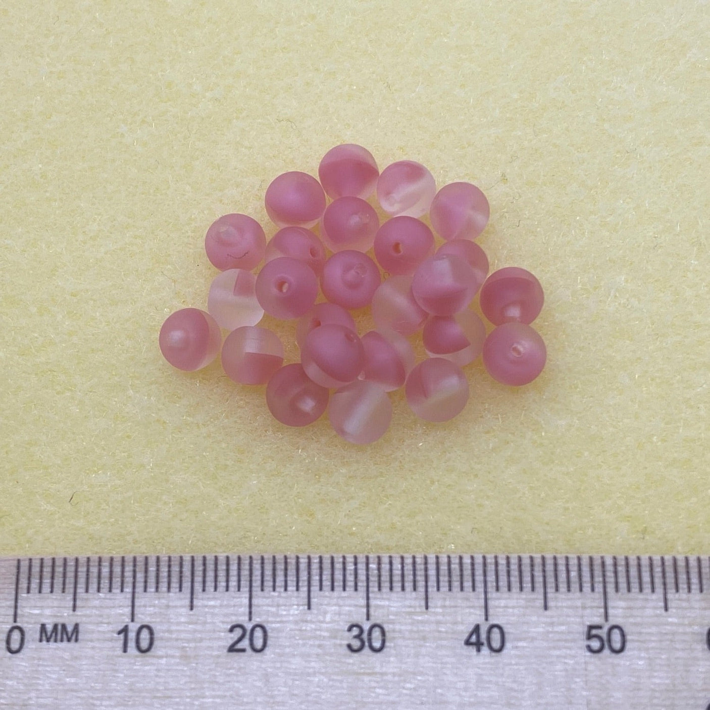 5mm Round Czech Glass Beads (50) - Strawberry Pink Frosted Givre - Bead Shack