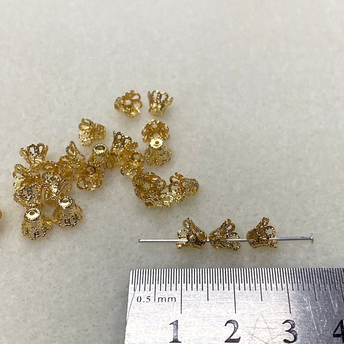 7x5mm Bead Cup (50) - Gold - Filigree - Bead Shack