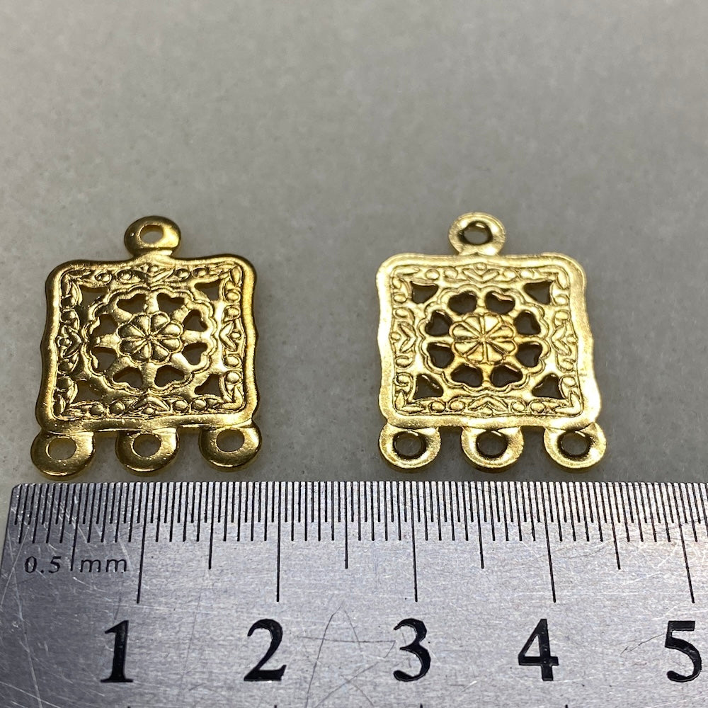 3 to 1 Square Filigree Chandelier (10) - Gold - Bead Shack