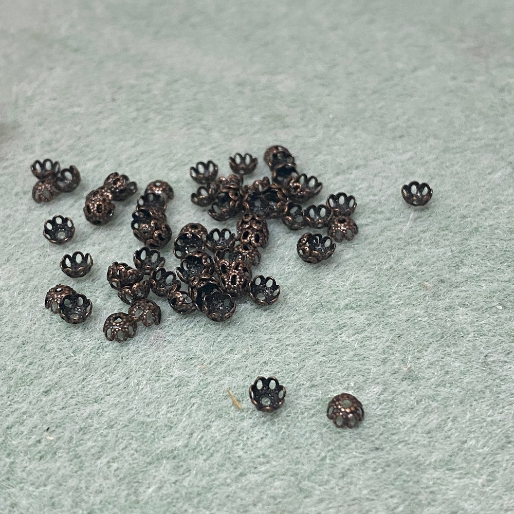 4x2mm Bead Cup (100) - Ancient Brass - Filigree