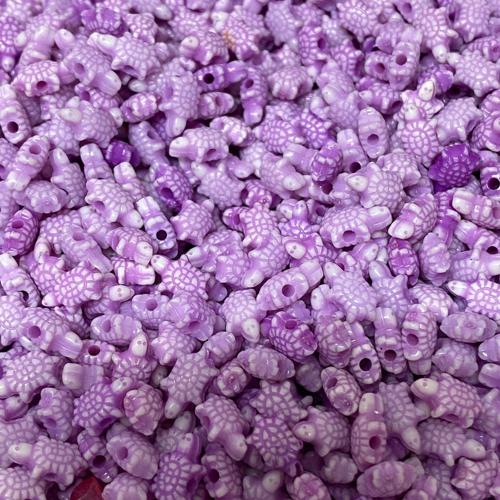 Tiny Turtle Beads (100) - Purple