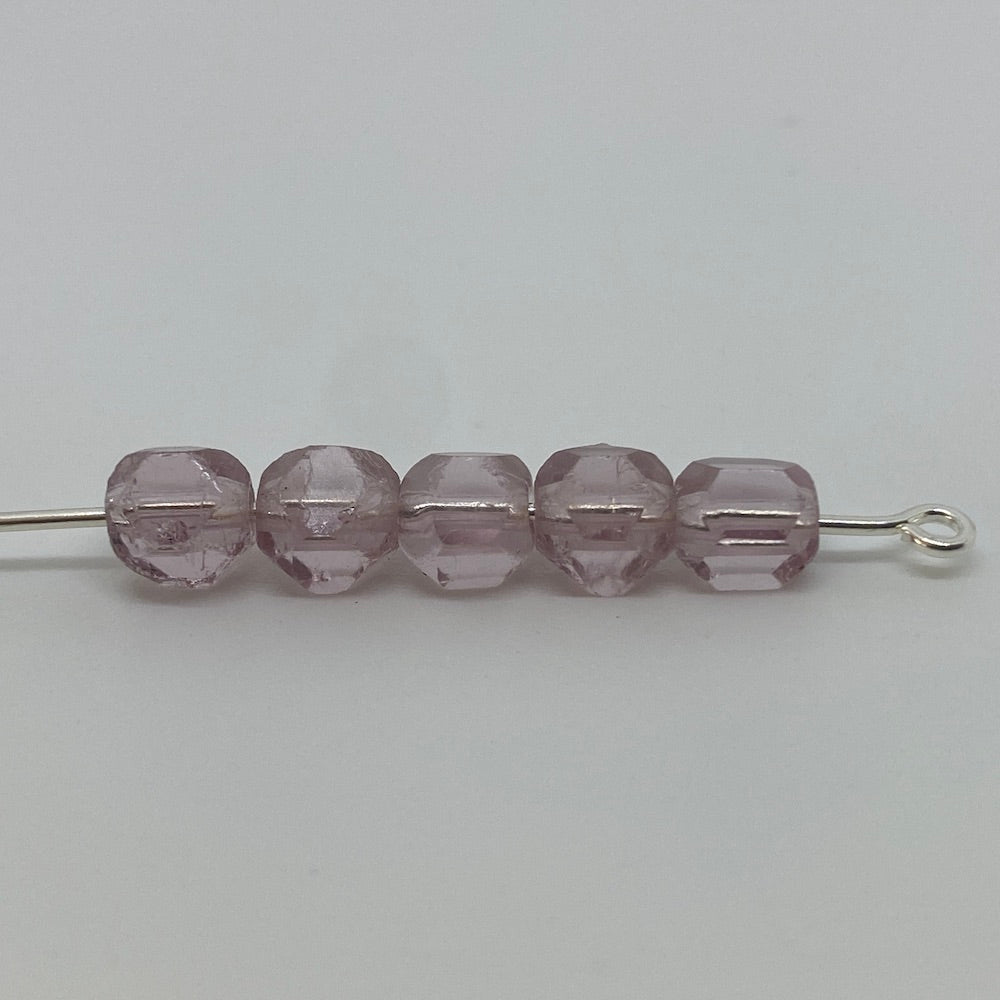 6mm Round (25) - Light Amethyst Transparent - Vintage Czech Glass Beads