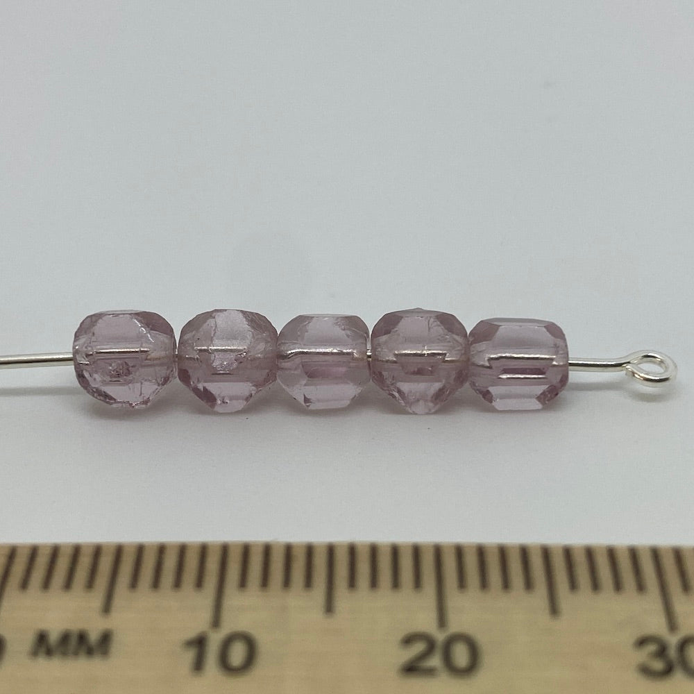 6mm Round (25) - Light Amethyst Transparent - Vintage Czech Glass Beads