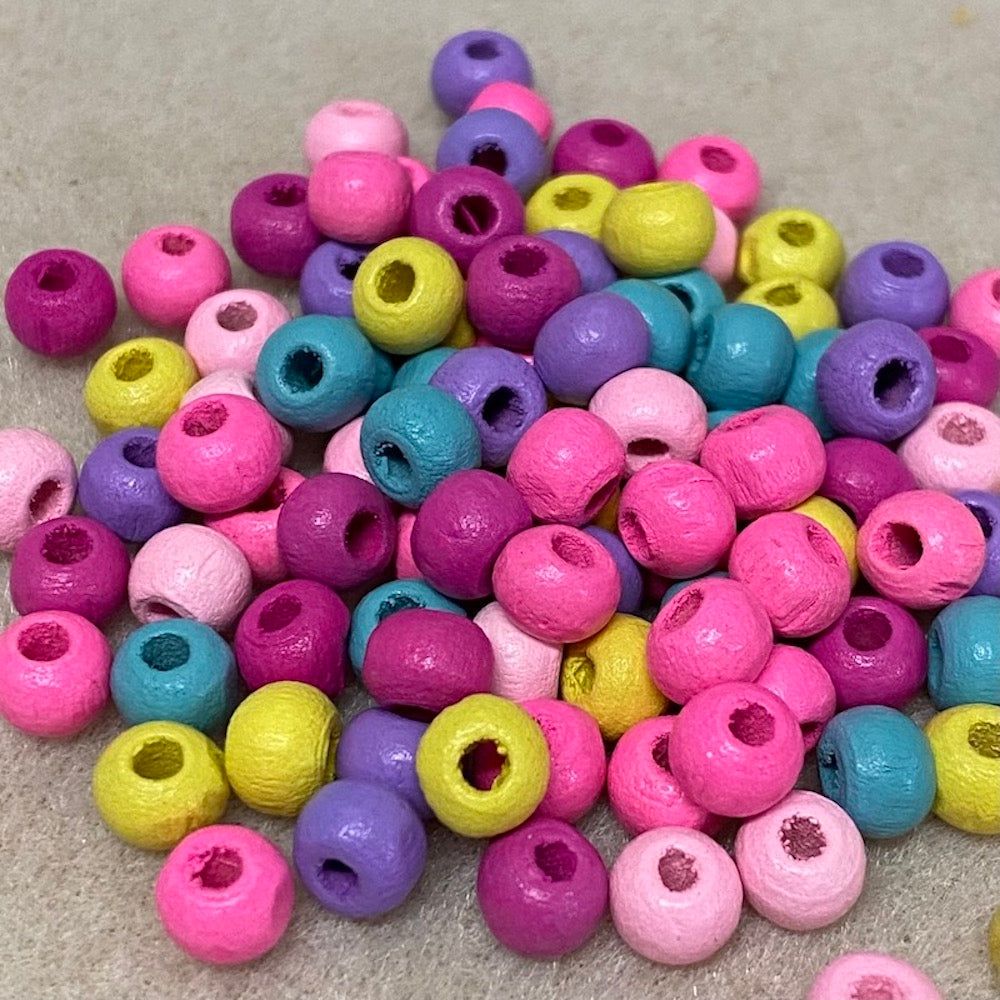 6mm Wood Beads (100) - Mixed