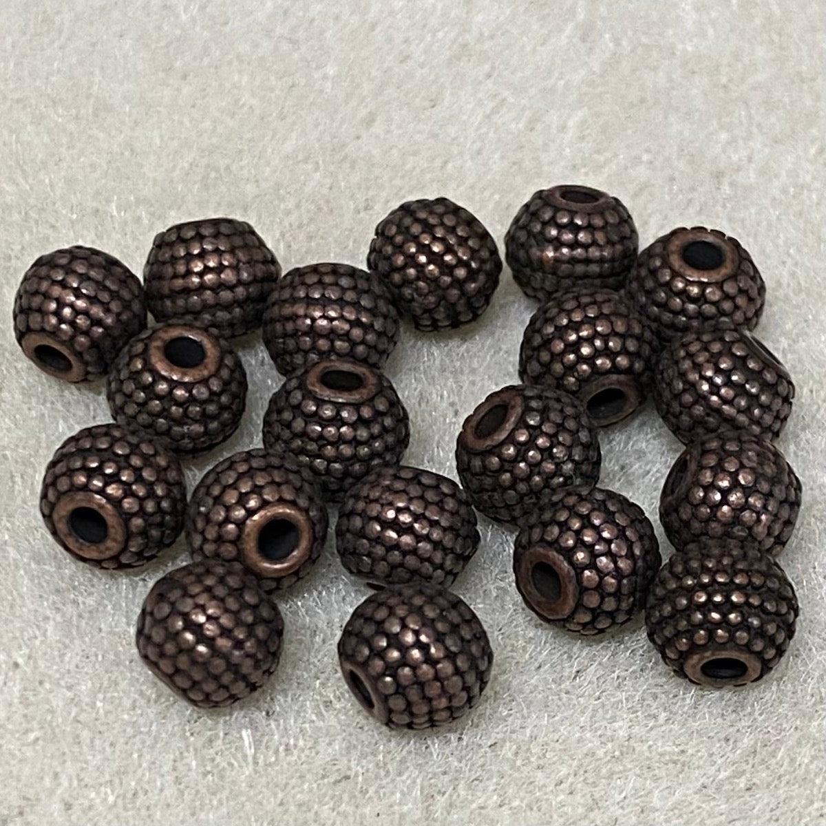6mm Textured Bead - Antique Brass (20)