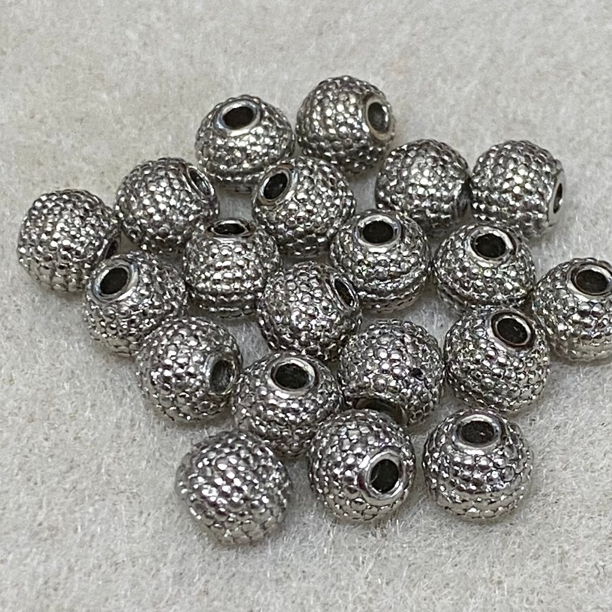 6mm Textured Bead (20) - Platinum - Bead Shack
