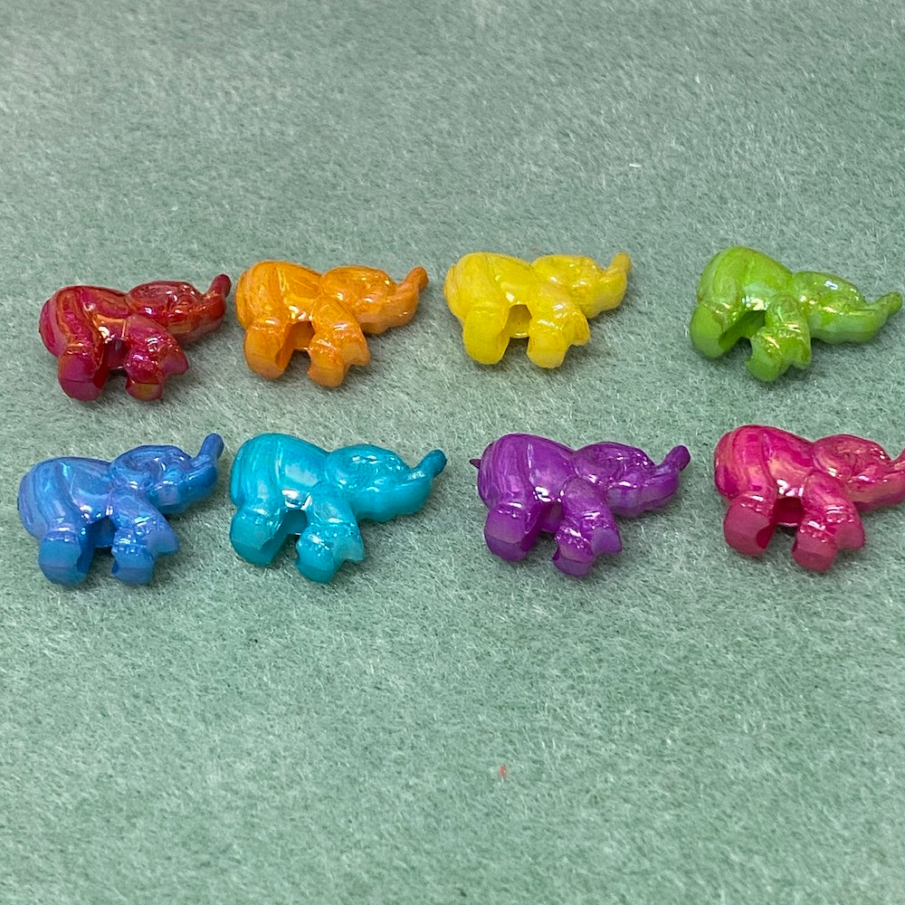 Animal Toddler Beads (10) - Elephant - Mixed Colours AB Lustre