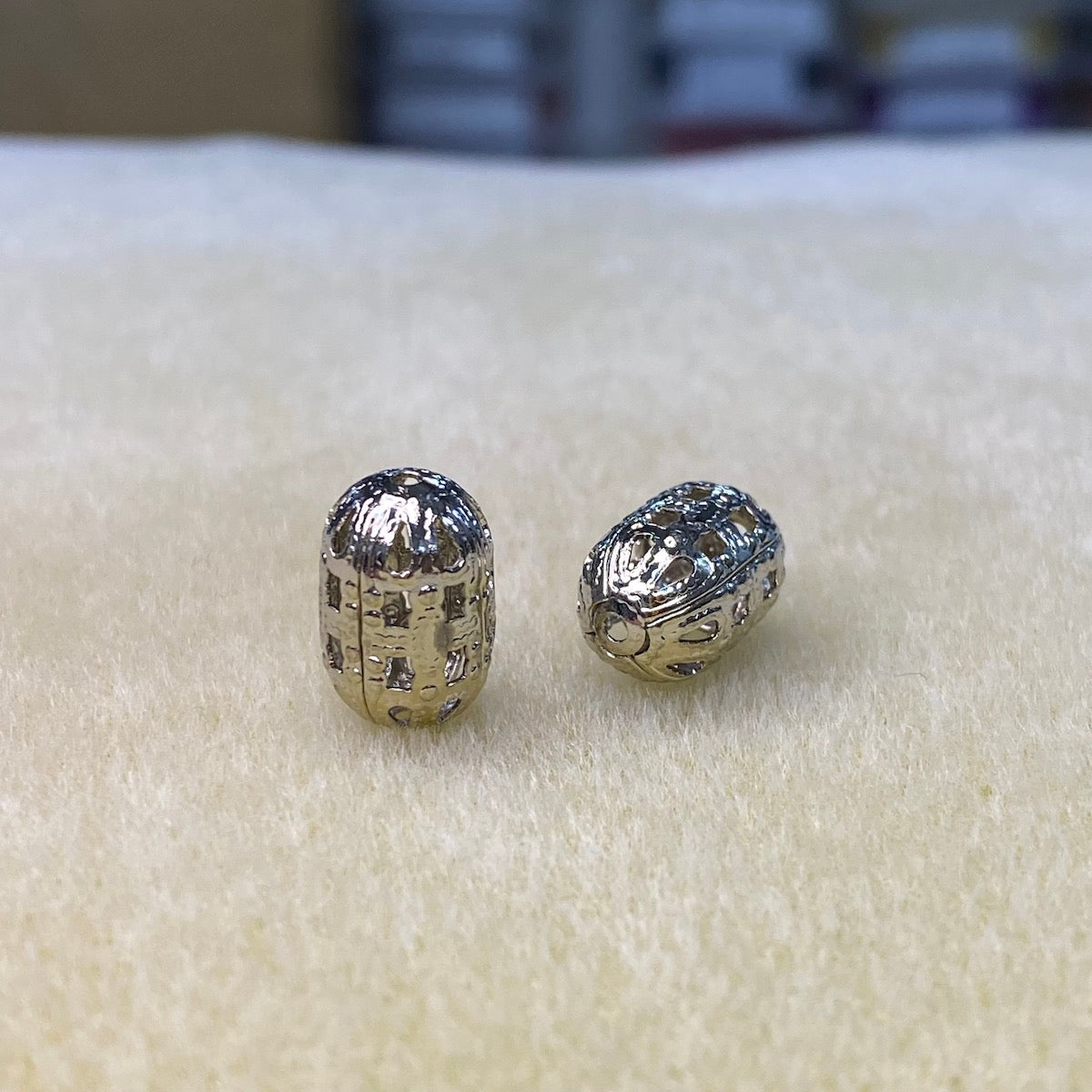 14x9mm Filigree Oval Bead (10) - Nickel