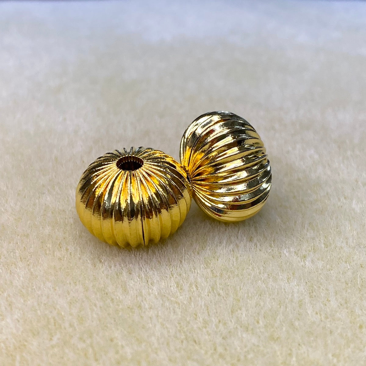 13x18mm Fluted Wheel Bead (10) - Gold