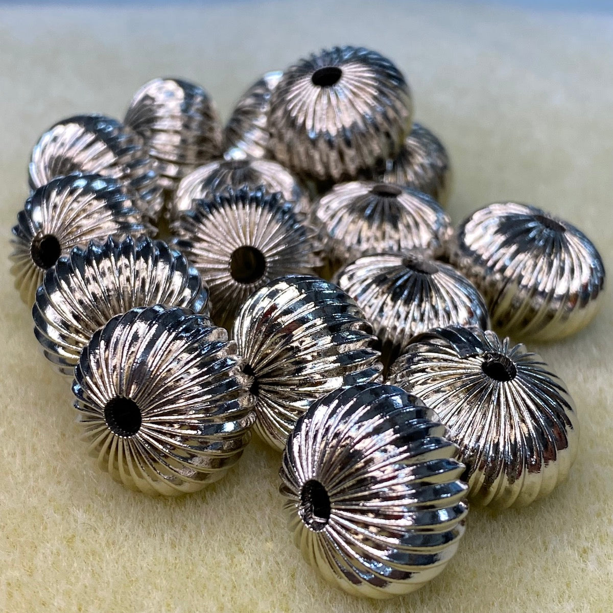 13x18mm Fluted Wheel Bead (10) - Nickel