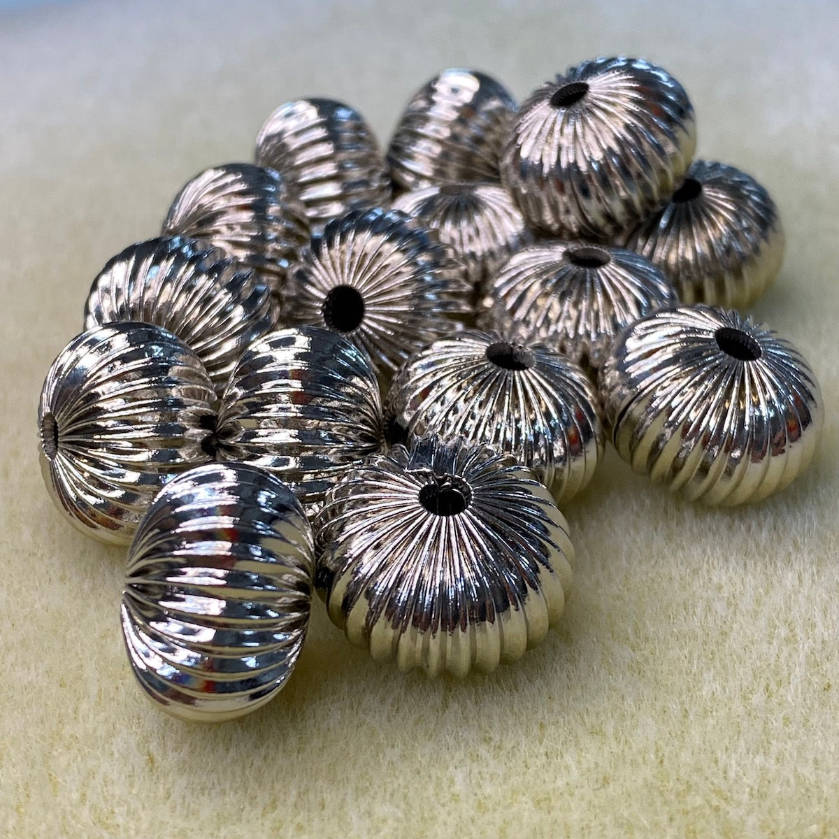 13x18mm Fluted Wheel Bead (10) - Nickel