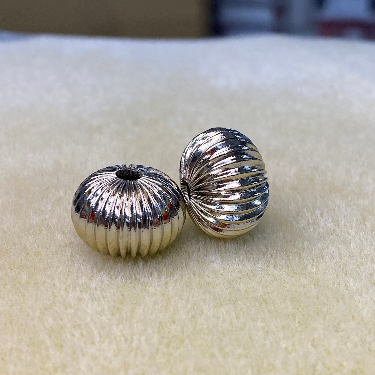 13x18mm Fluted Wheel Bead (10) - Nickel