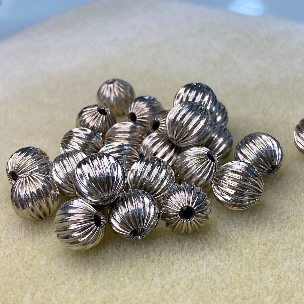12mm Fluted Round Bead (20) - Nickel