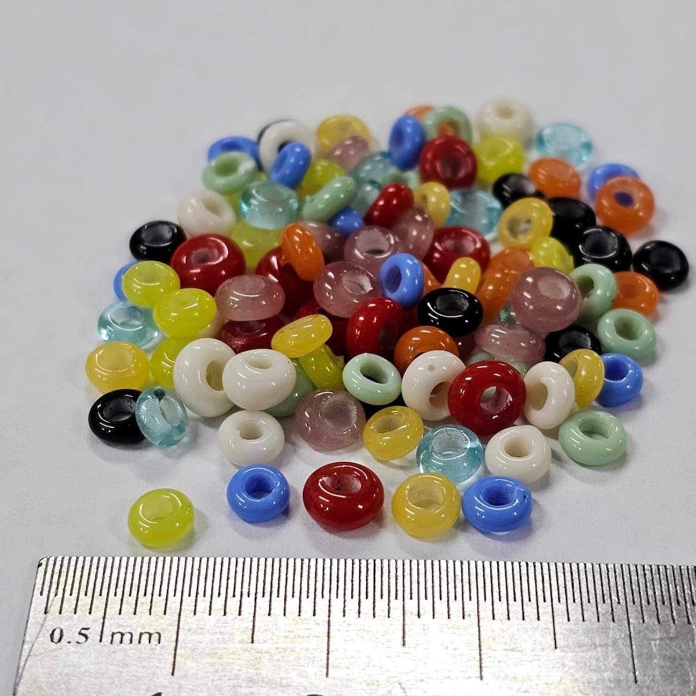 Donuts - Mixed Colours - Java Glass Lampwork Beads - Try It Pack - (100 beads)