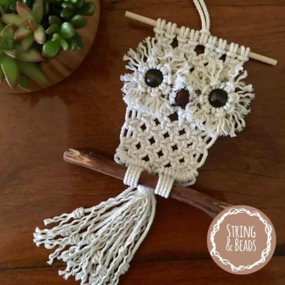 Hooter the Baby Owl Macrame Kit - w. BONUS Burlap Bag! - Natural