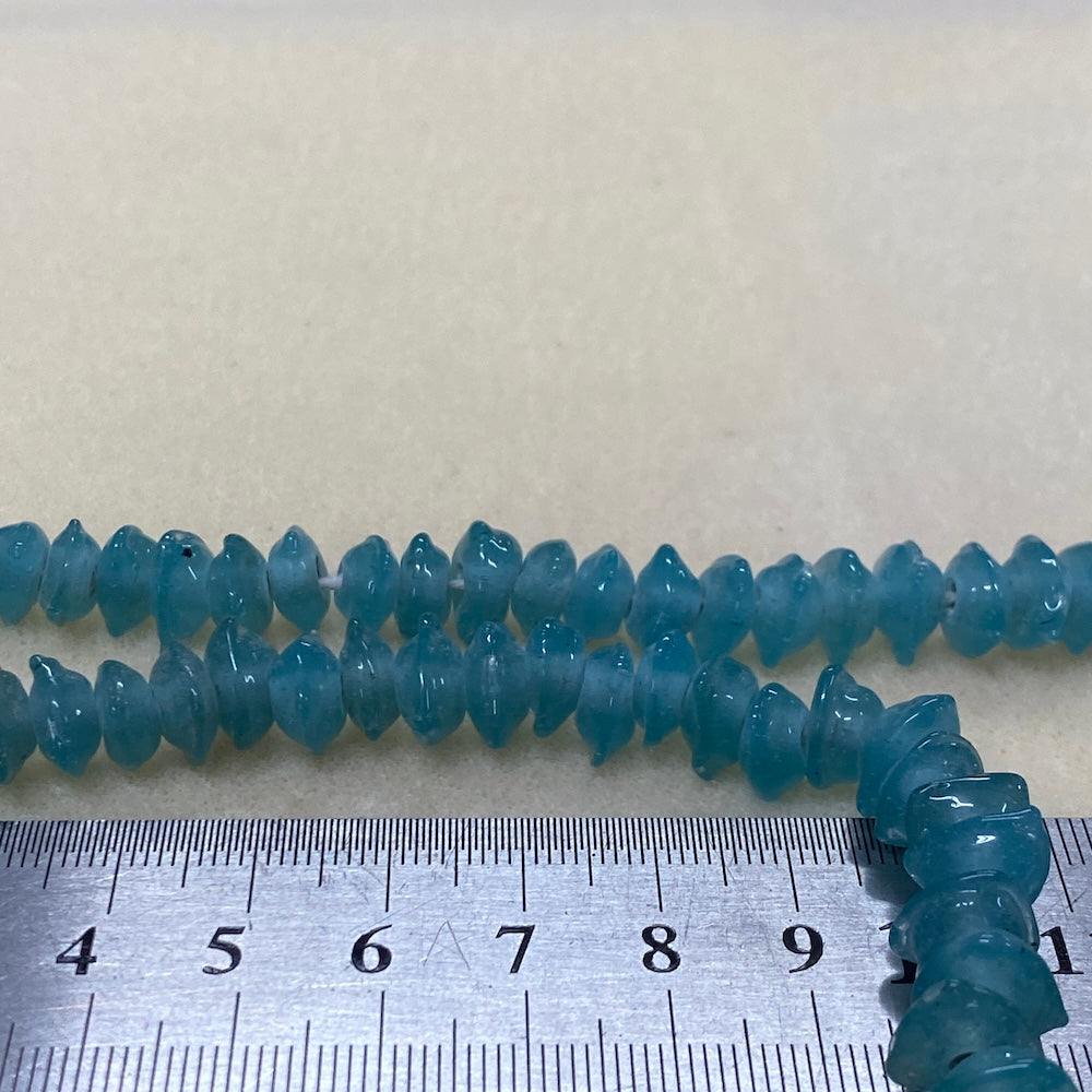 Triangle Rondelle - Light Blue Transparent - Java Glass Lampwork Beads - (1 strand)