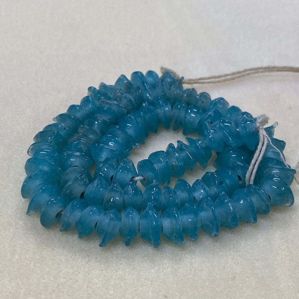 Triangle Rondelle - Light Blue Transparent - Java Glass Lampwork Beads - (1 strand)