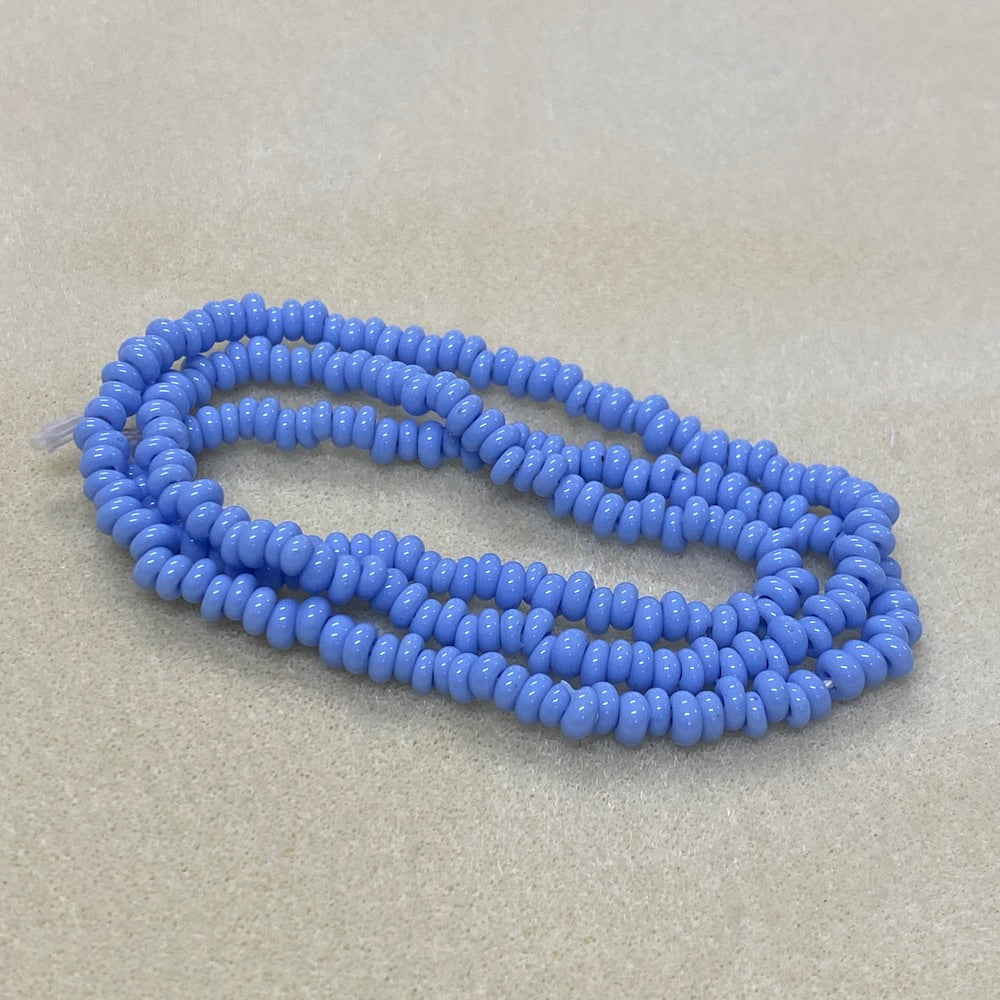 Donuts - French Blue Opaque - Java Glass Lampwork Beads - (1 strand)
