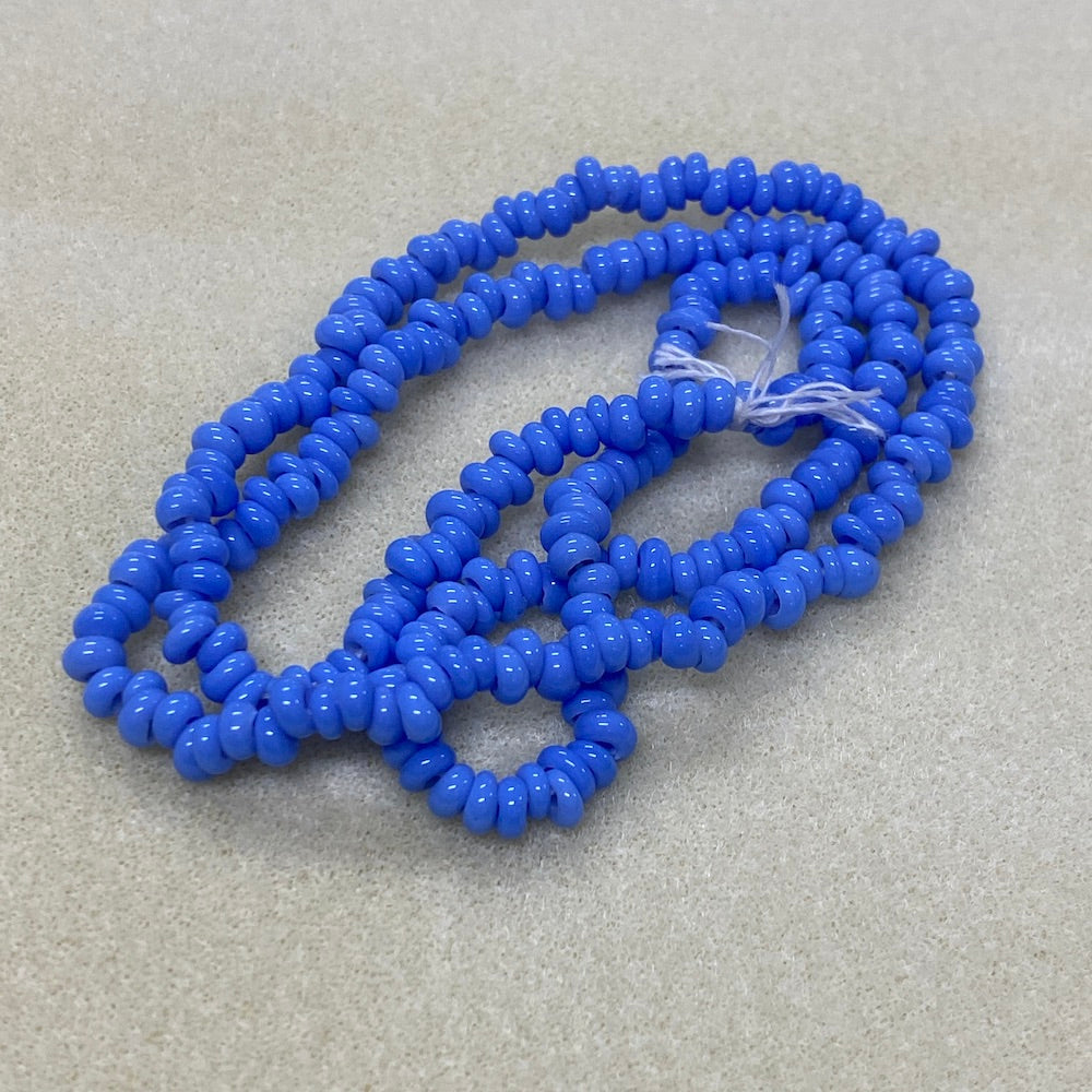 Donuts - French Blue Opaque - Java Glass Lampwork Beads - (1 strand)