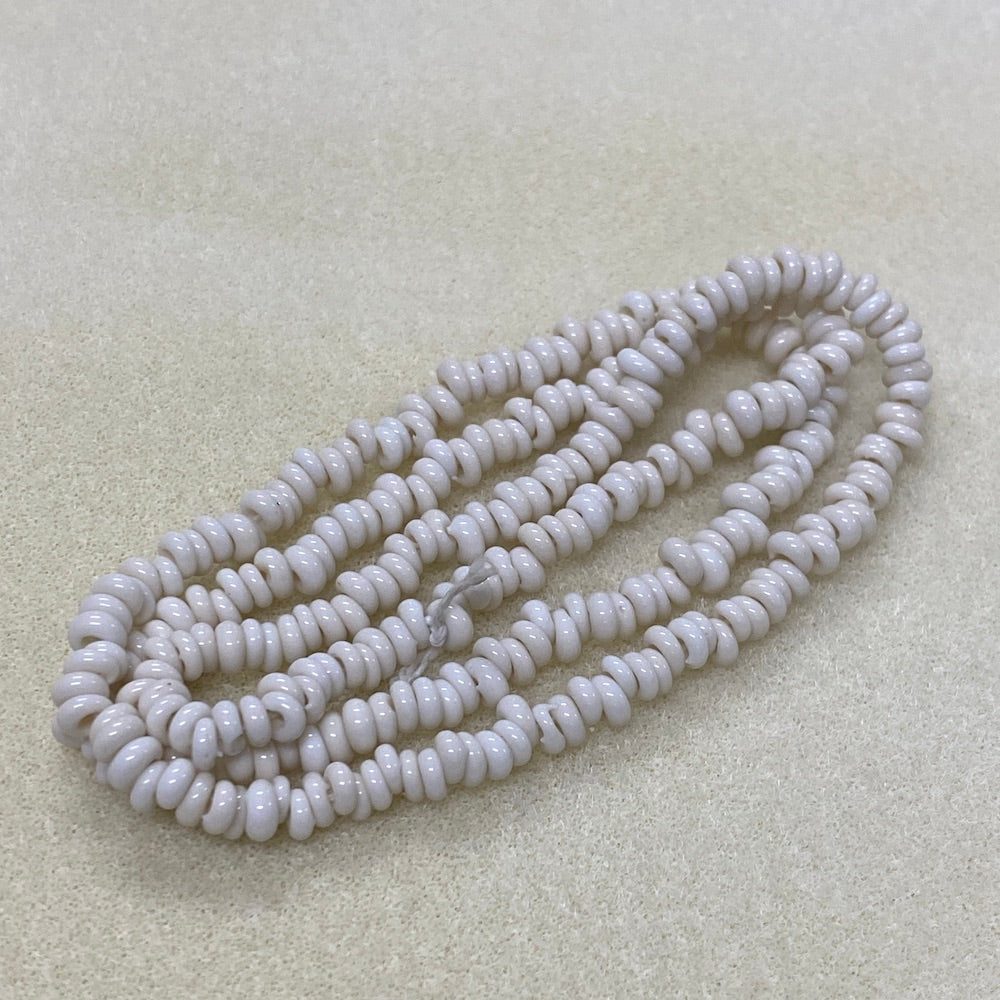 Donuts - Cream Opaque - Java Glass Lampwork Beads - (1 strand)