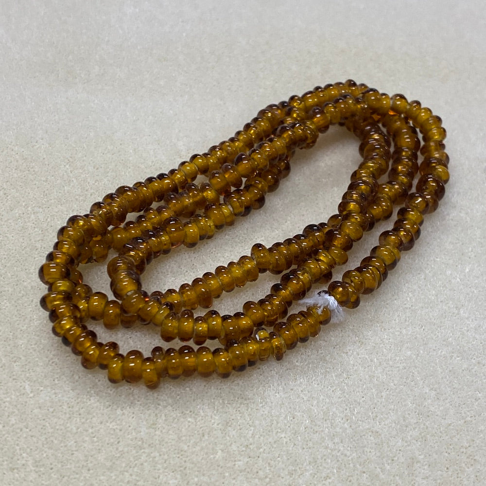 Donuts - Amber Transparent - Java Glass Lampwork Beads - (1 strand)