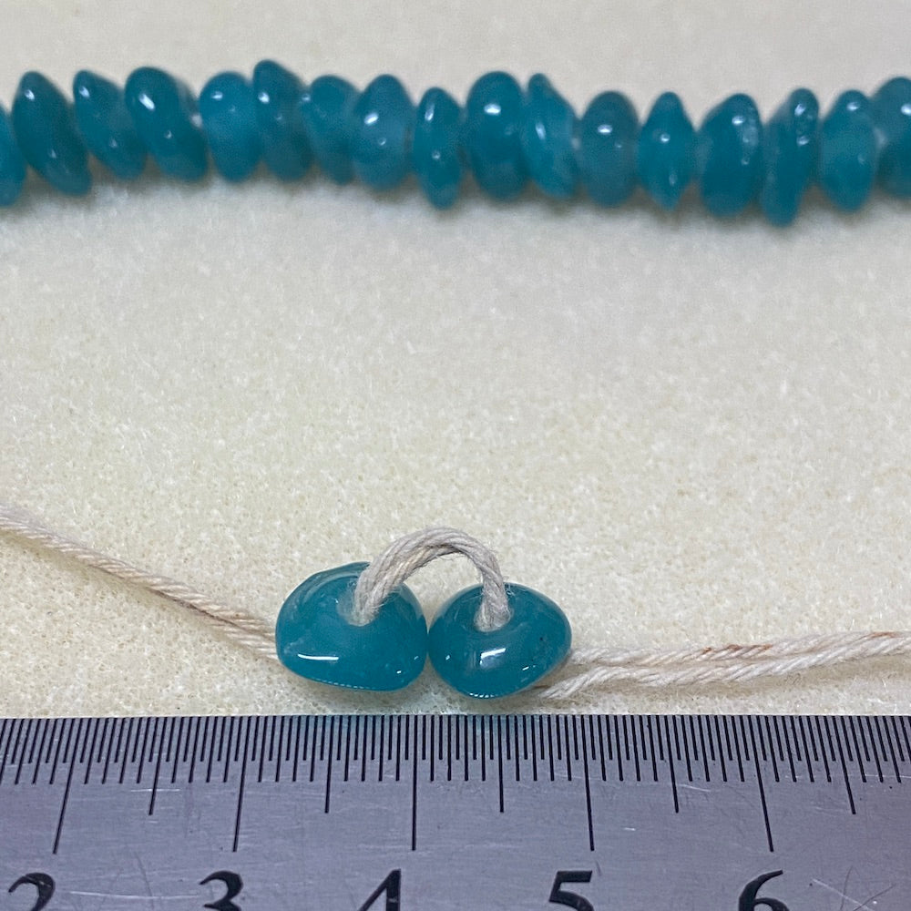 Triangle Rondelle - Teal Opaque - Java Glass Lampwork Beads - (1 strand) - Bead Shack