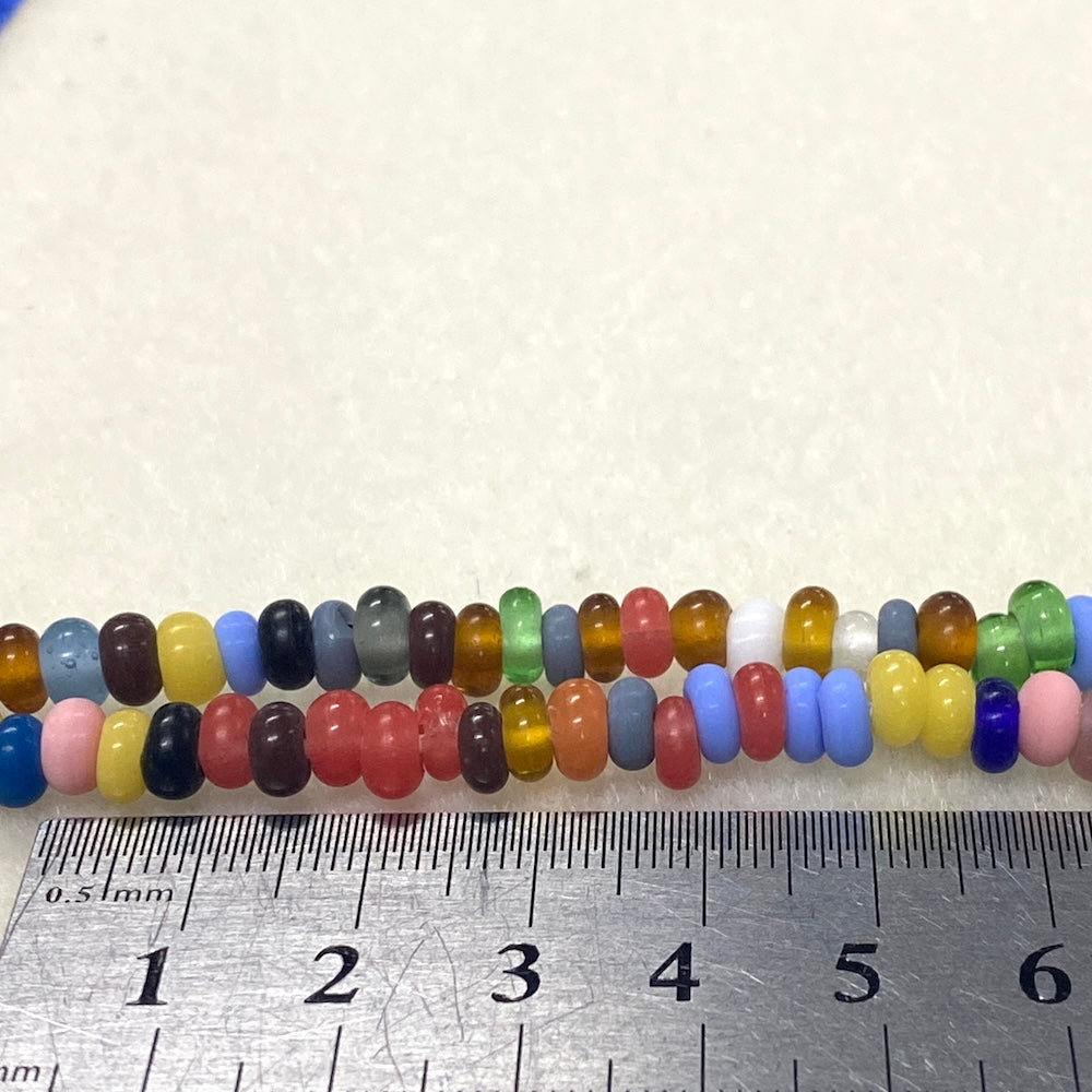 3x6mm Donuts - Mixed - Java Glass Lampwork Beads - (1 strand)
