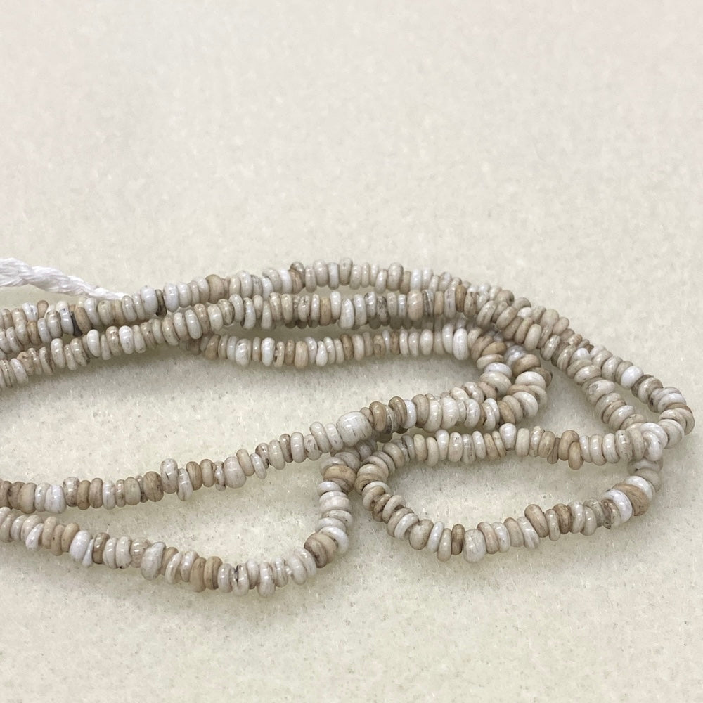 Mini Donuts - Shell - Java Glass Lampwork Beads - (1 strand)