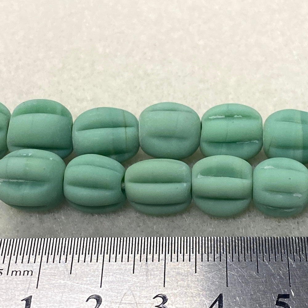 Melons - Mint Matte Opaque - Java Glass Lampwork Beads - (1 strand)