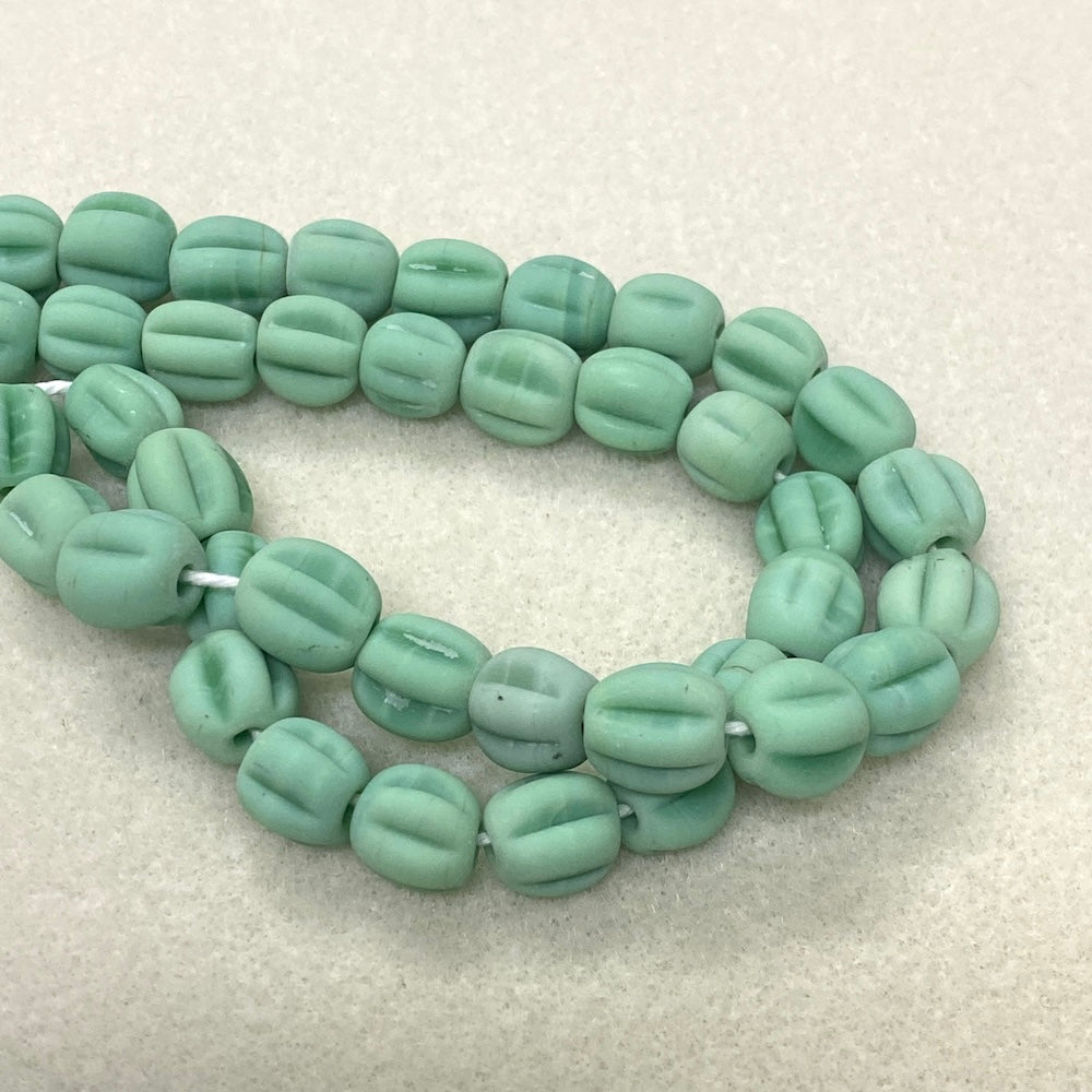 Melons - Mint Matte Opaque - Java Glass Lampwork Beads - (1 strand)