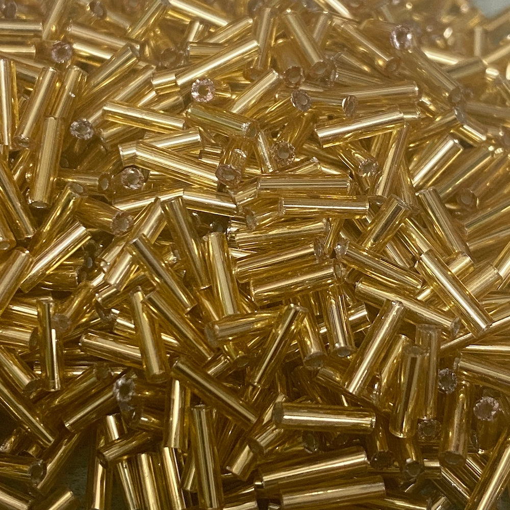 Gold - 6mm Silverlined (50g) - Bugle Seed Beads