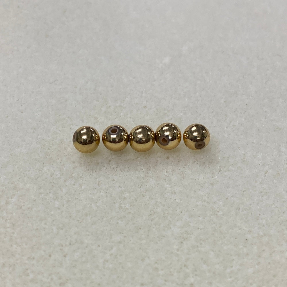 BEAD RESCUE - 6mm Round (100) - Gold - Vintage Metalised Beads