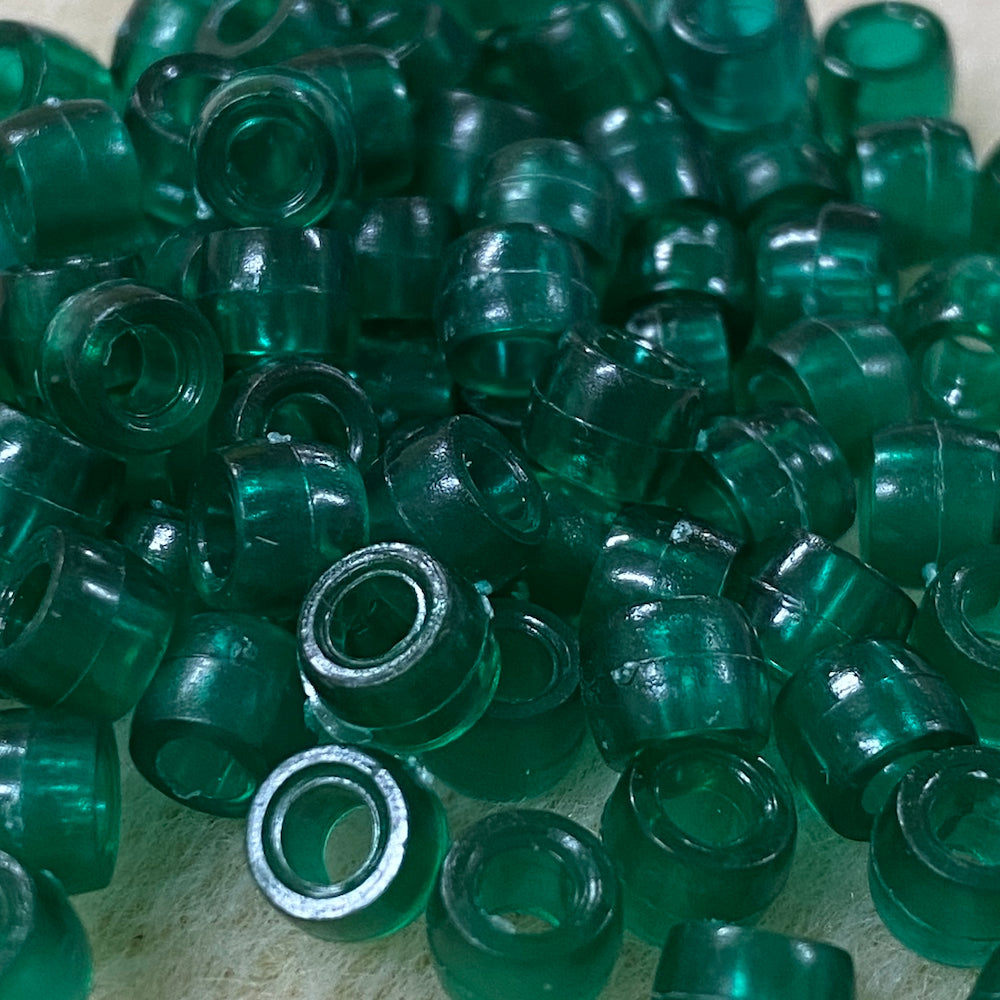 6mm Acrylic Pony Beads - Green Transparent (100)