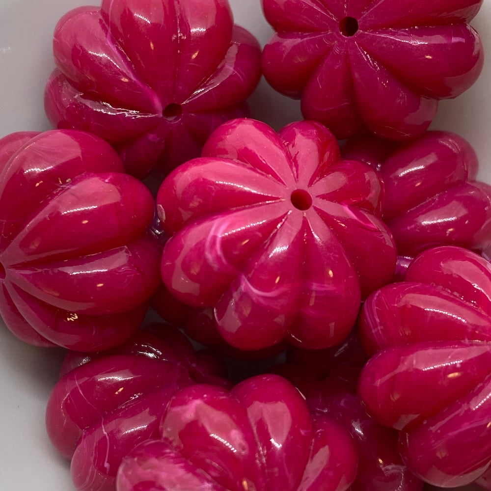 14x22mm Pumpkin (10) - Pink - Vintage Opaque Marbled Effect Beads