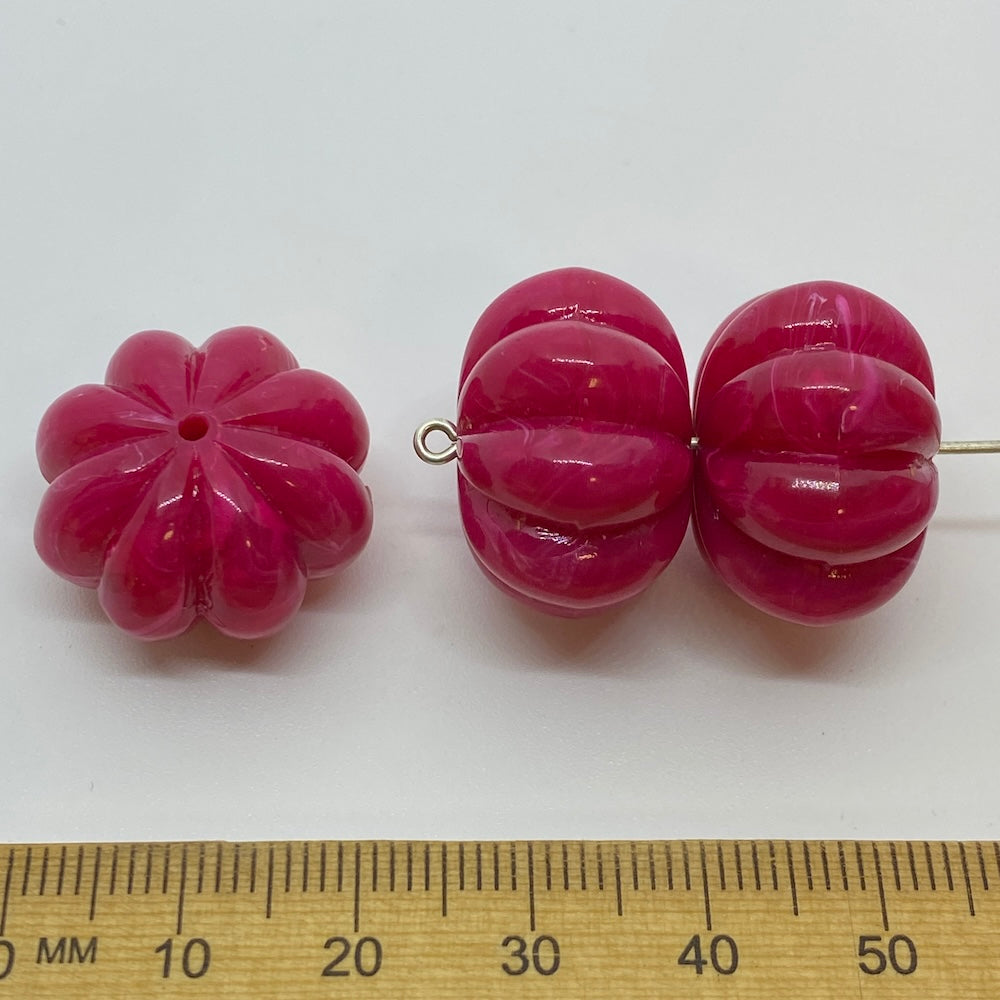 14x22mm Pumpkin (10) - Pink - Vintage Opaque Marbled Effect Beads