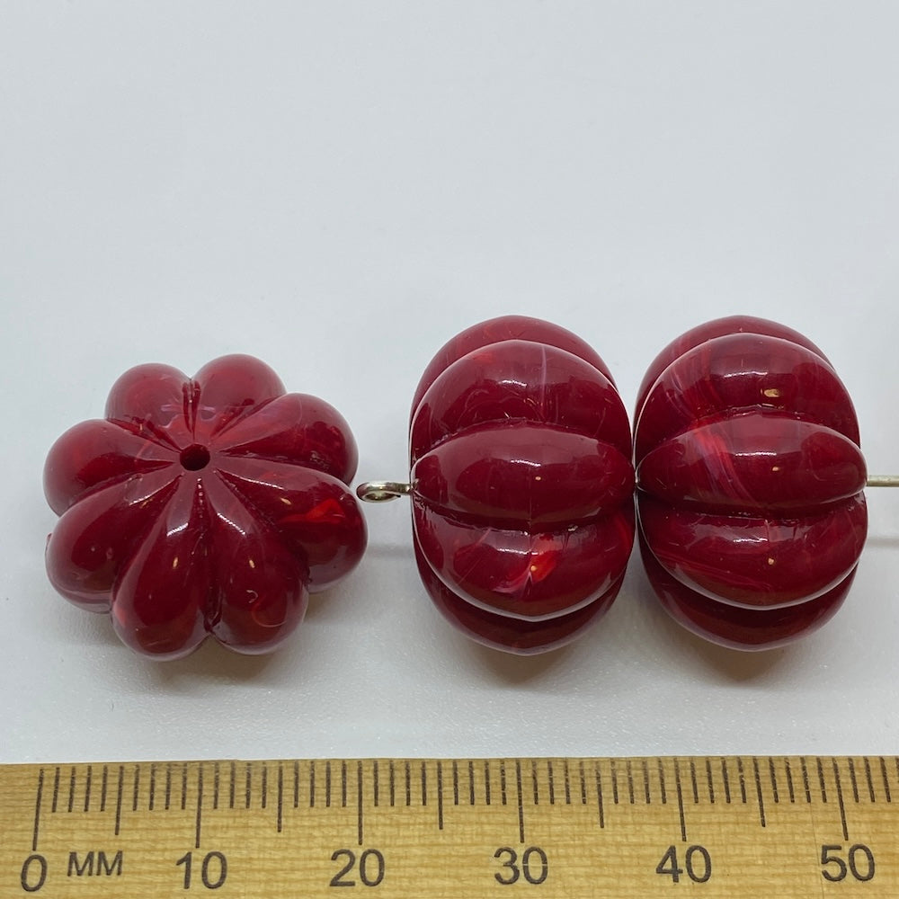 14x22mm Pumpkin (10) - Red - Vintage Opaque Marbled Effect Beads