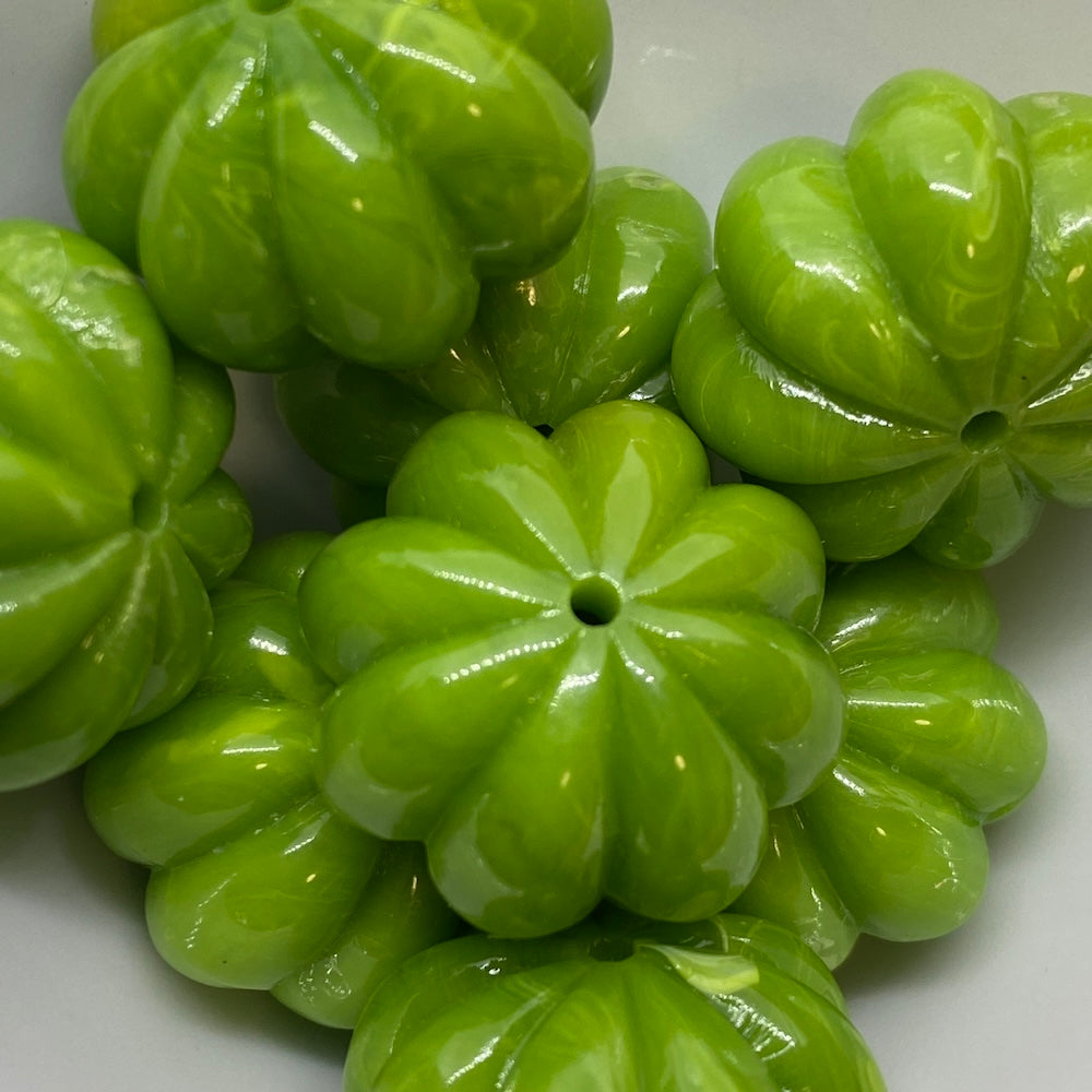 14x22mm Pumpkin (10) - Lime Green - Vintage Opaque Marbled Effect Beads