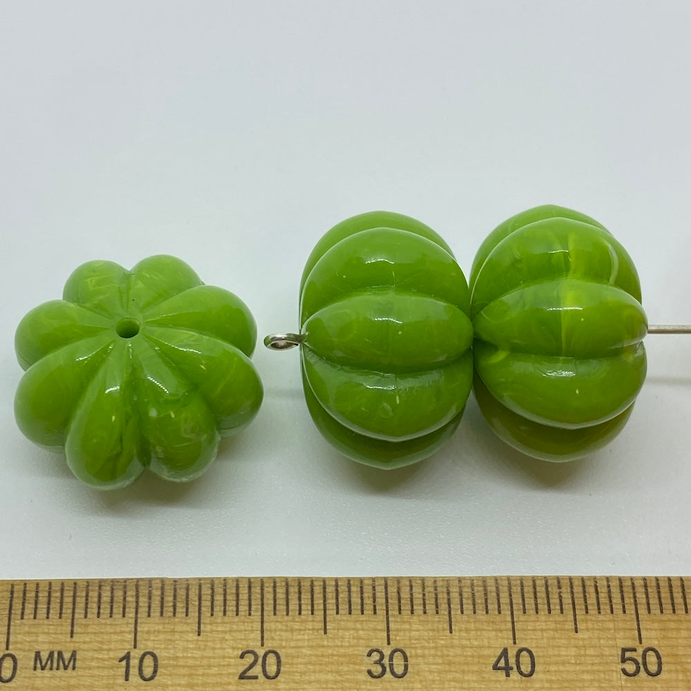 14x22mm Pumpkin (10) - Lime Green - Vintage Opaque Marbled Effect Beads