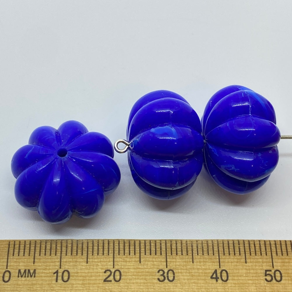14x22mm Pumpkin (10) - Blue - Vintage Opaque Marbled Effect Beads