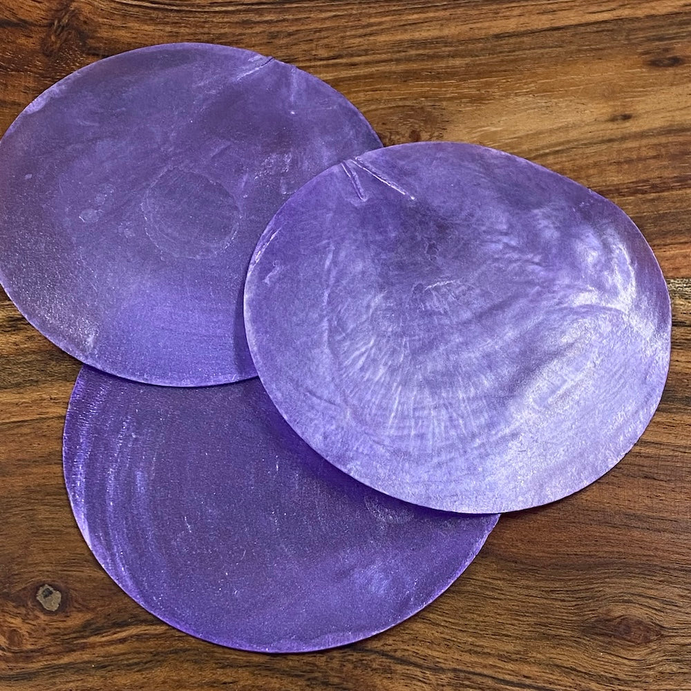 0-Hole 8cm Capiz Shells (50) - Pastel Purple