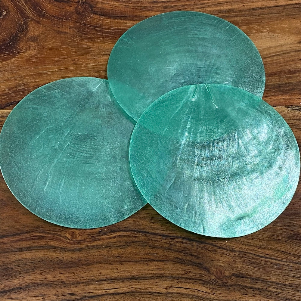 0-Hole 8cm Capiz Shells (10) - Pastel Green
