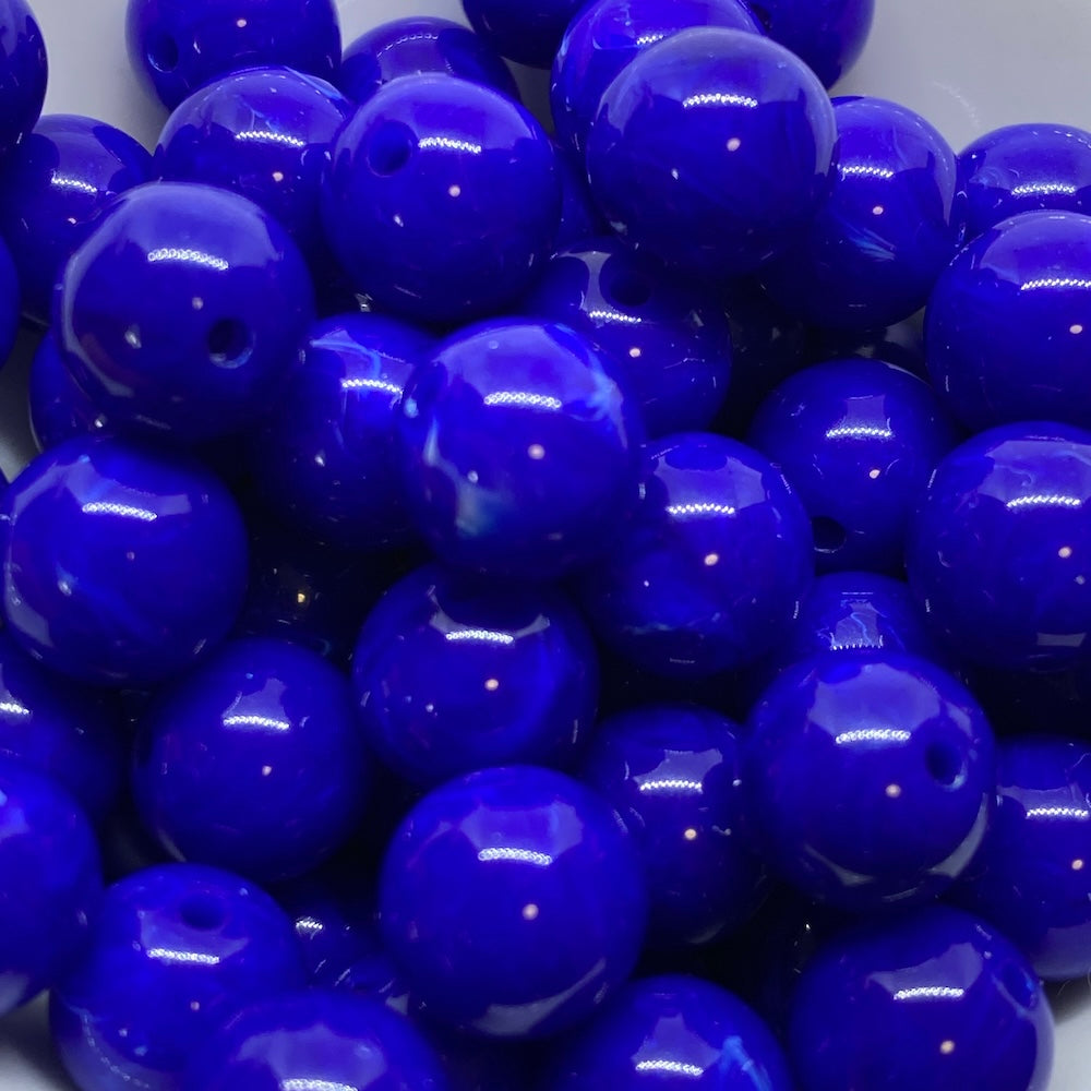 10mm Round (25) - Blue - Vintage Opaque Marbled Effect Beads