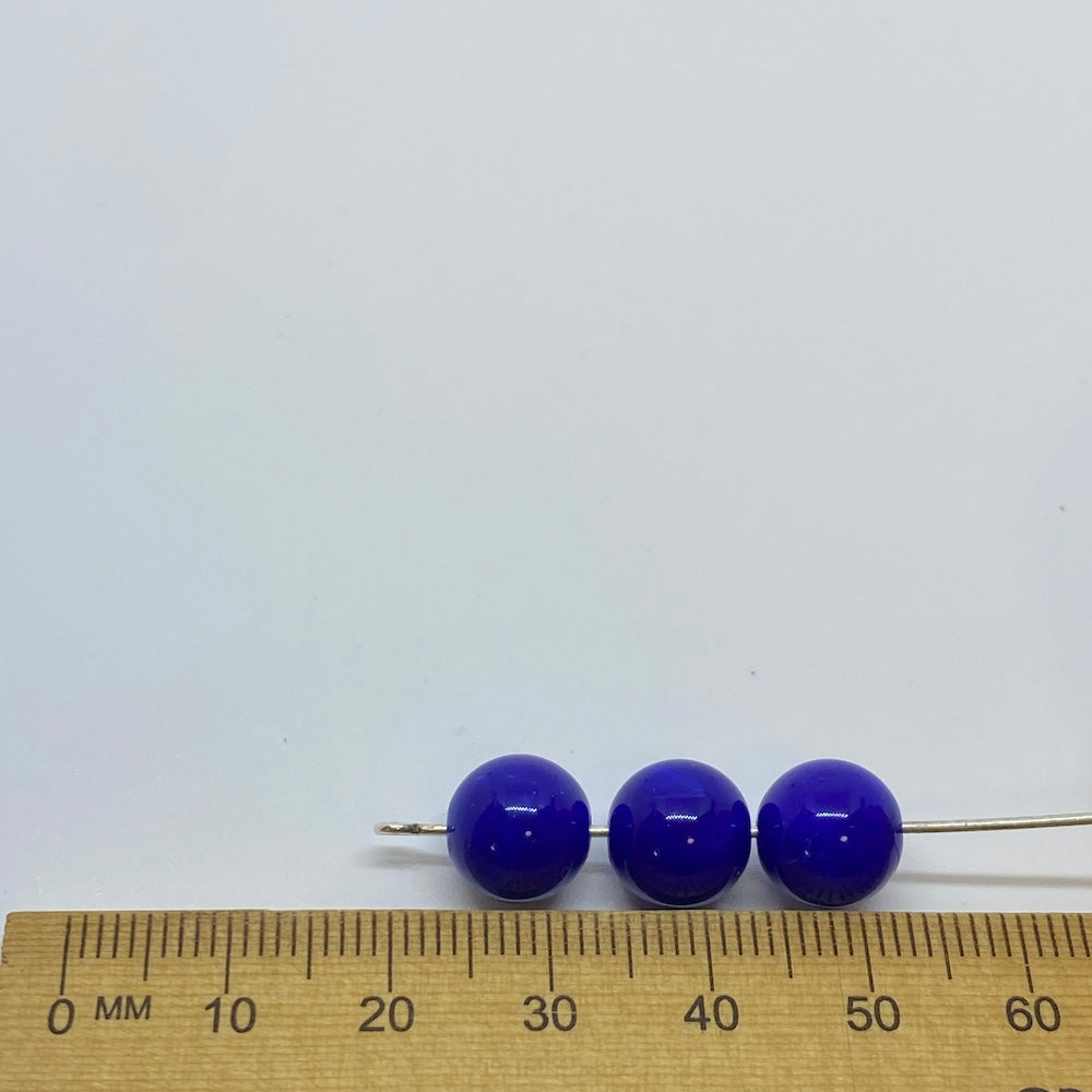 10mm Round (25) - Blue - Vintage Opaque Marbled Effect Beads