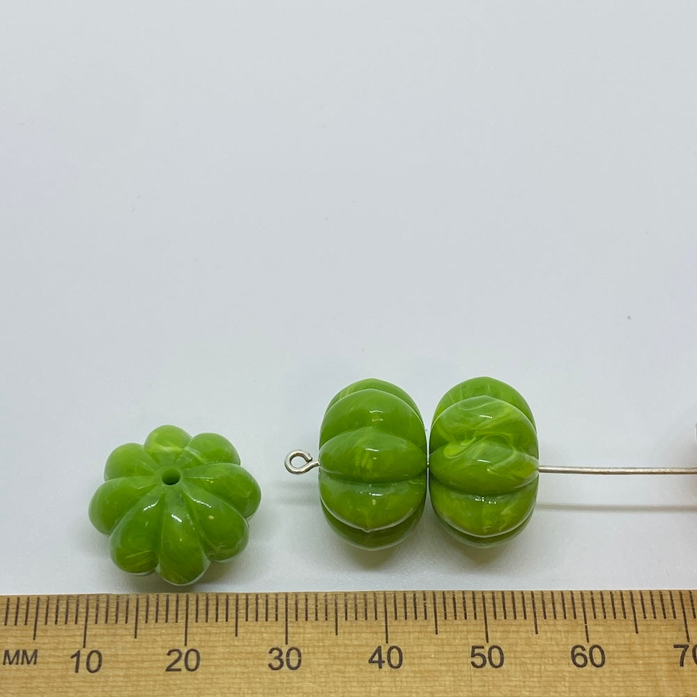 12x17mm Pumpkin (10) - Lime Green - Vintage Opaque Marbled Effect Beads