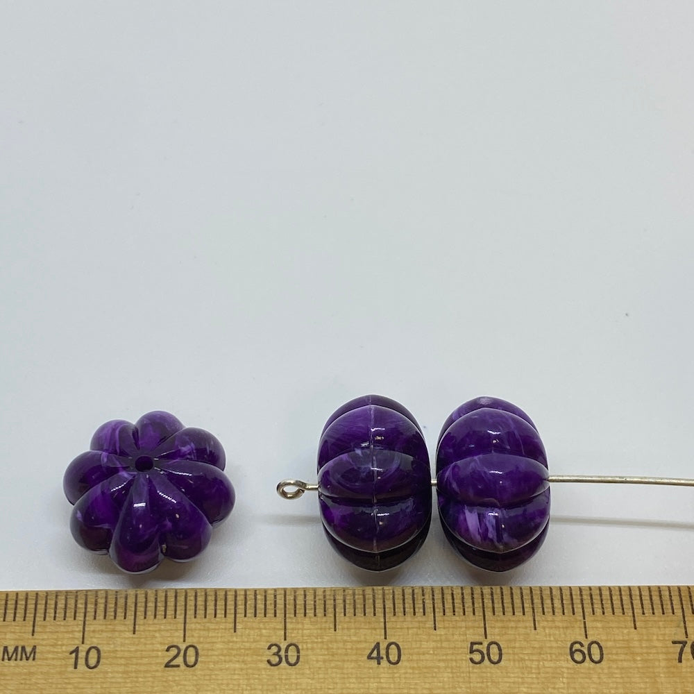 12x17mm Pumpkin (10) - Purple - Vintage Opaque Marbled Effect Beads