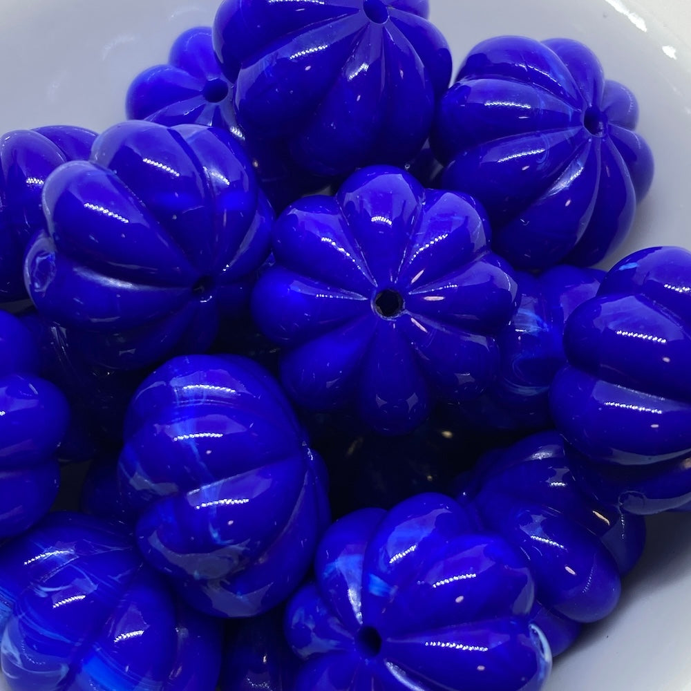12x17mm Pumpkin (10) - Blue - Vintage Opaque Marbled Effect Beads