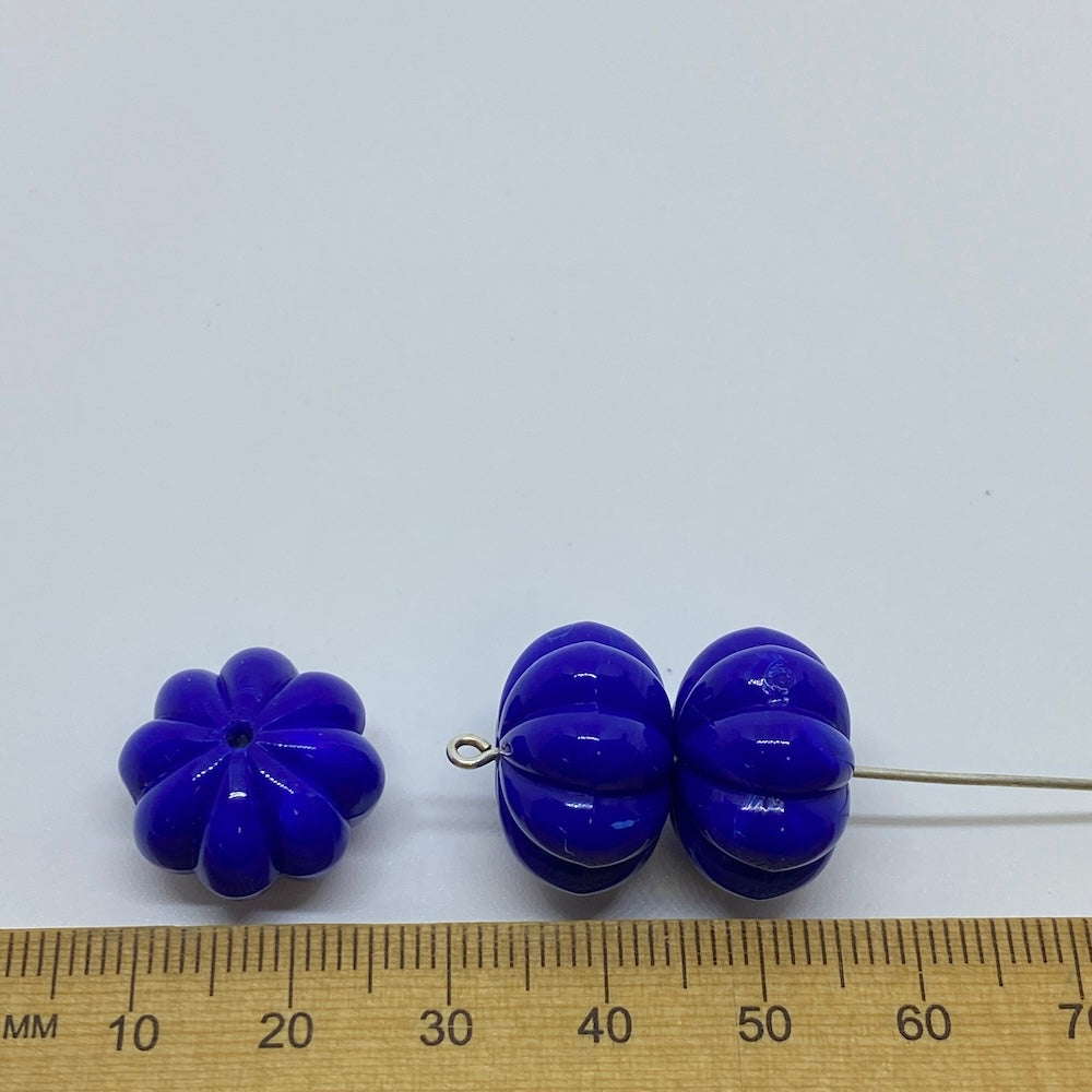 12x17mm Pumpkin (10) - Blue - Vintage Opaque Marbled Effect Beads